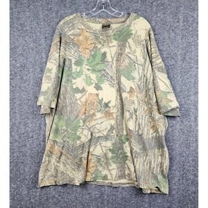 Jerzees Outdoors T-Shirt Mens 3XL Tan Camo Leaf Print Short Sleeve Made in USA